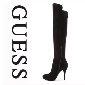 Over the knee black GUESS suede boots like new